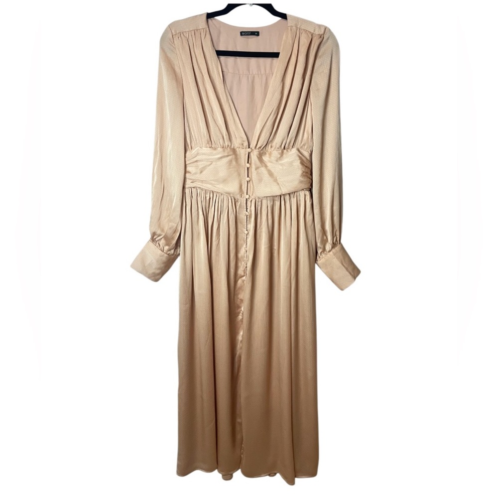 MOTF Peach Midi Dress with Button Front - Picture 3 of 17